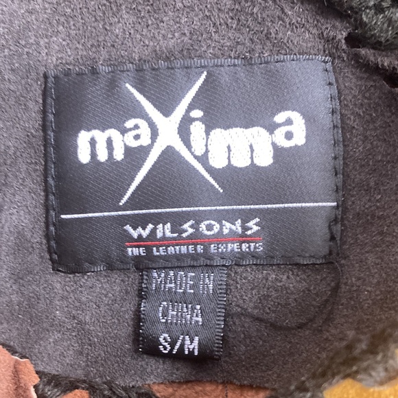 pre owned maxima wilsons leather patchwork fringe western poncho womens s/m - Picture 4 of 9